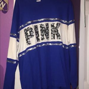 Size L blue sequin PINK shirt